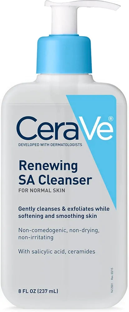 CeraVe SA Cleanser Salicylic Acid Face Wash with Hyaluronic Acid, Niacinamide & Ceramides BHA Exfoliant for Face 8 Ounce, multi, 8 Fl Oz